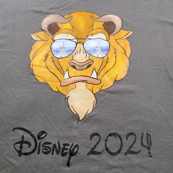 Disney 2024 Gildan Softstyle 3XL Mens T-Shirt Beast Graphic Grey Cotton Casual - Picture 2 of 4